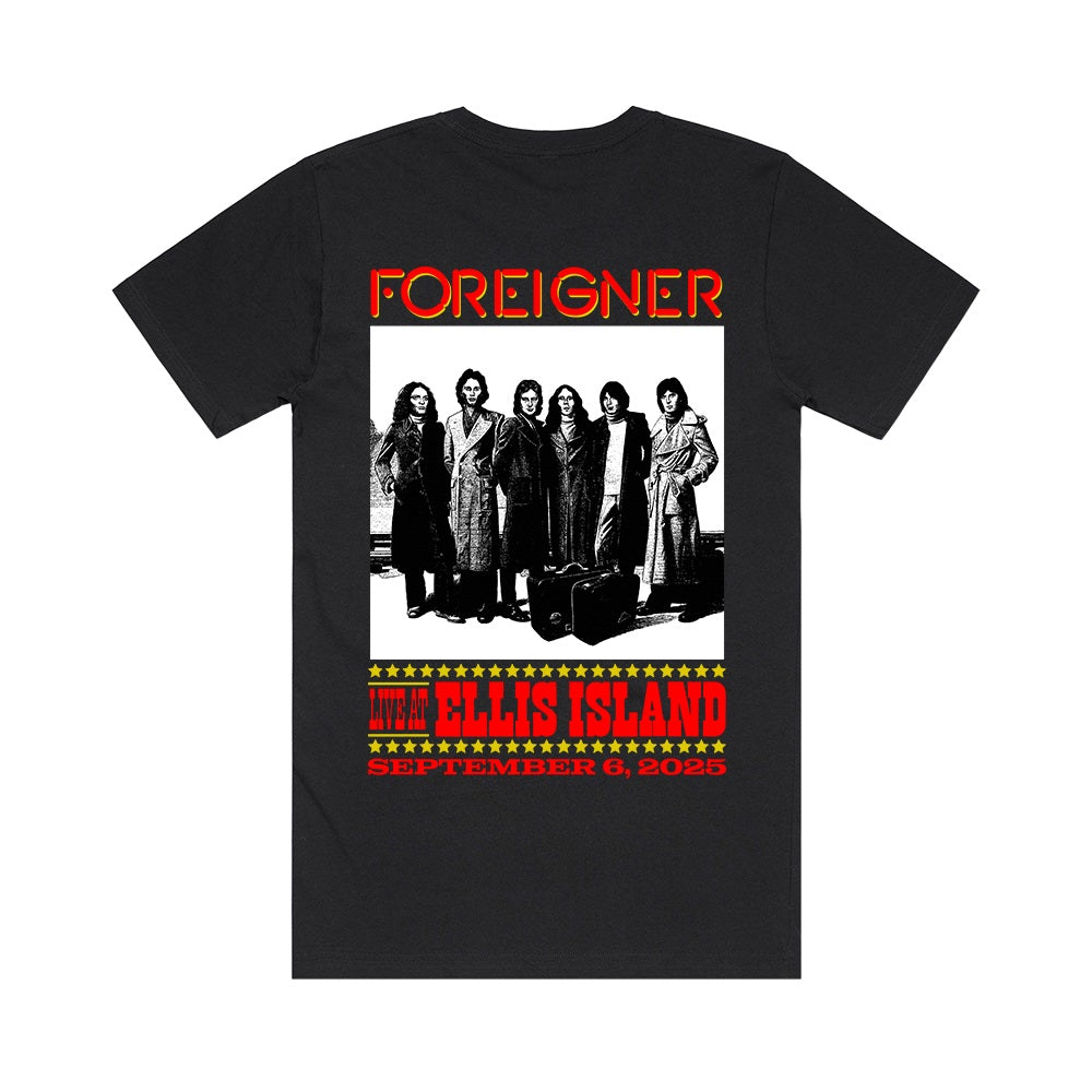 Foreigner: Live At Ellis Island - Black T-Shirt