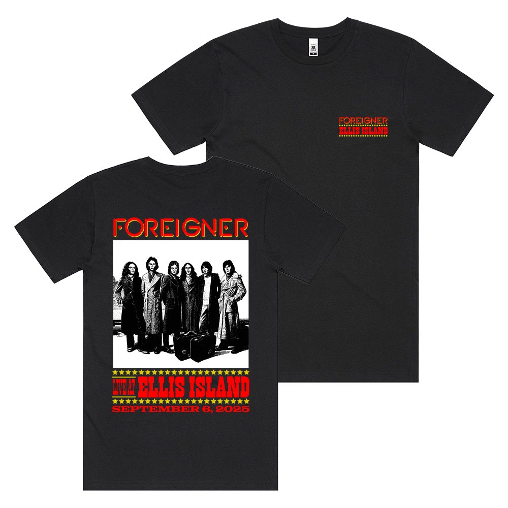 Foreigner: Live At Ellis Island - Black T-Shirt